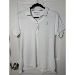 Peter Millar Women’s White Fitted Golf Polo Shirt SPF 50 Sz Large EUC